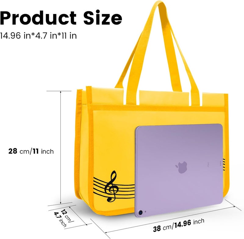 BestSounds Piano Bag, Zipper Waterproof Music Book Tote Bag Piano Accessories for Students Kids, Women, Gifts for Musicians (Yellow Music) - Image 5